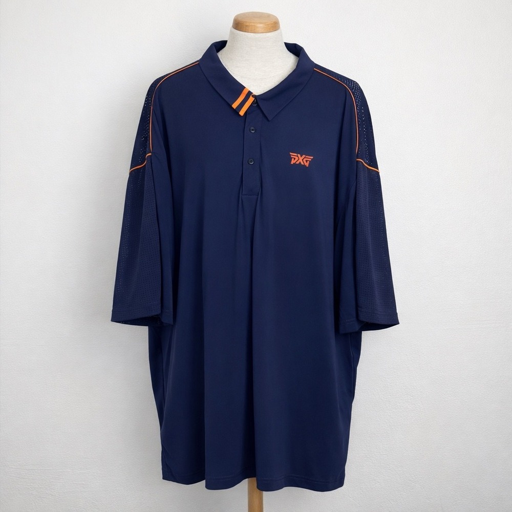 PXG Parsons Xtreme Golf Mens 3XL Navy Blue Orange Mesh Back Polo